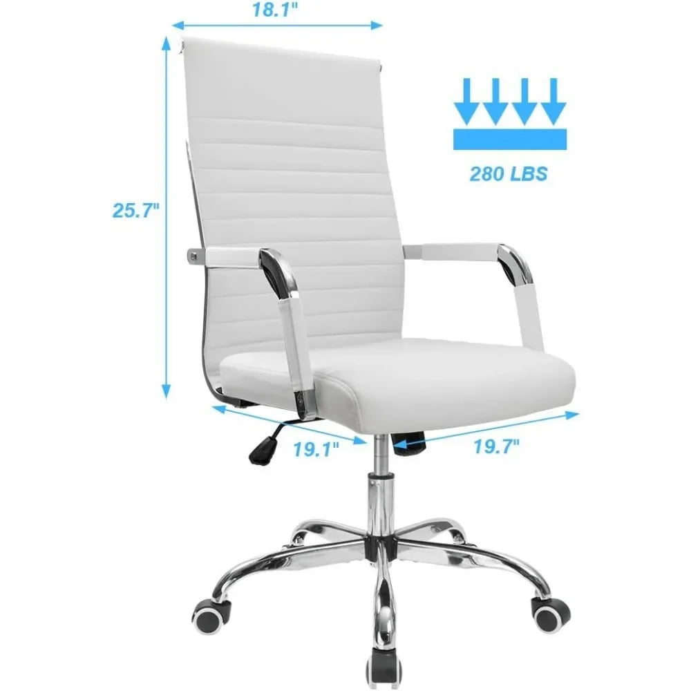 Office Desk Chair Mid-Back PU Leather