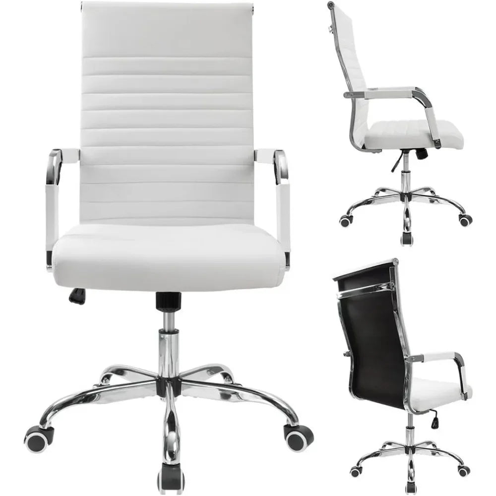 Office Desk Chair Mid-Back PU Leather